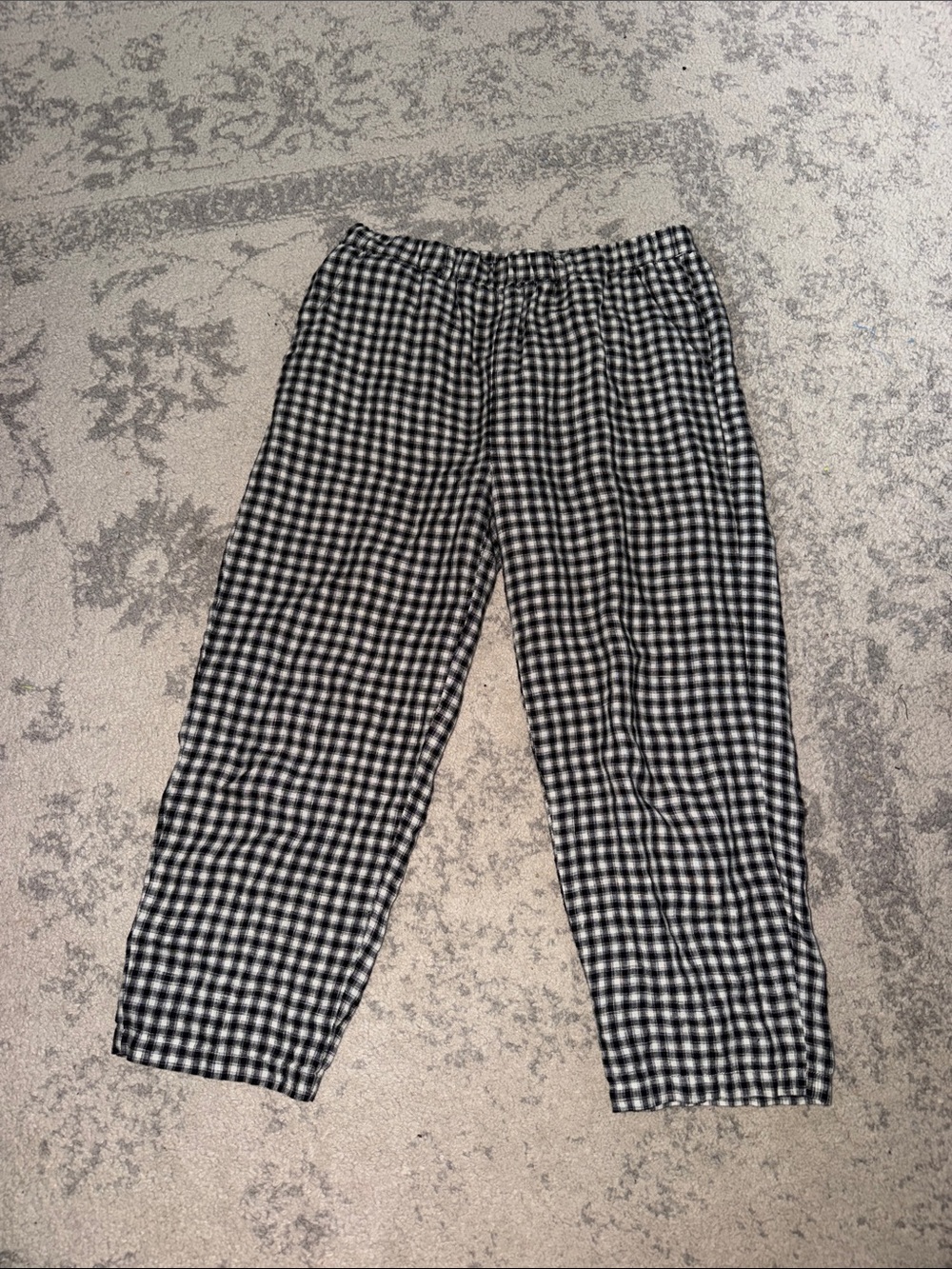 Black & White Linen Gingham Pants